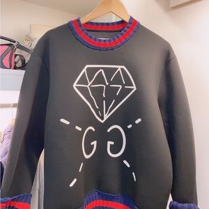 Gucci Ghost GG Diamond Graphic Print Sweatshirt SizeL